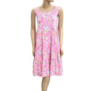 Lilly Pulitzer Floral Printed Tiered Midi Dress Sleeveless Cotton XS 283511